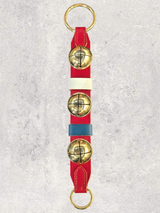 3 Solid Brass European Bells on 2-Ply Strap - Patriotic Colors