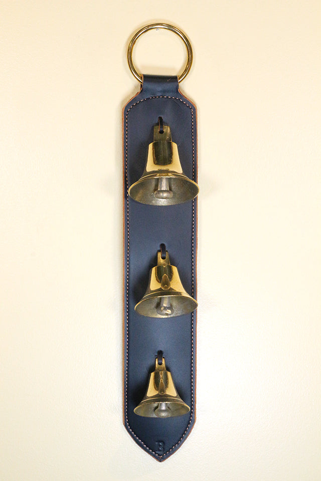 3 Graduated Solid Brass Lancaster Bells on Doorhanger