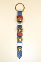 4 Graduated Solid Brass Belsnickel Bells on Patriotic Strap