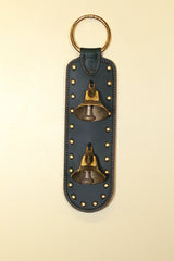 2- Solid Brass Lancaster Bells - Stitched & Studded Doorhanger