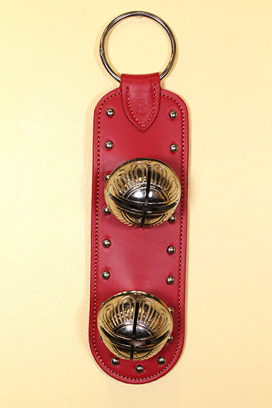 2- #15 Silver Belsnickel Bells - Stitched & Studded Doorhanger