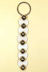 6 Leather Disks  Doorhanger - 7 Small Plated Bells
