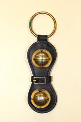 2 Solid Brass European Bells on Scalloped Doorhanger - Belt Accent