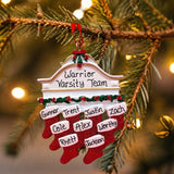 Stockings on White Mantel Ornament (9 Names)