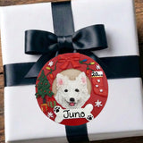 DOGS - AMERICAN ESKIMO - Red Wreath