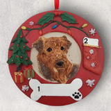 DOGS - AIREDALE - Red Wreath