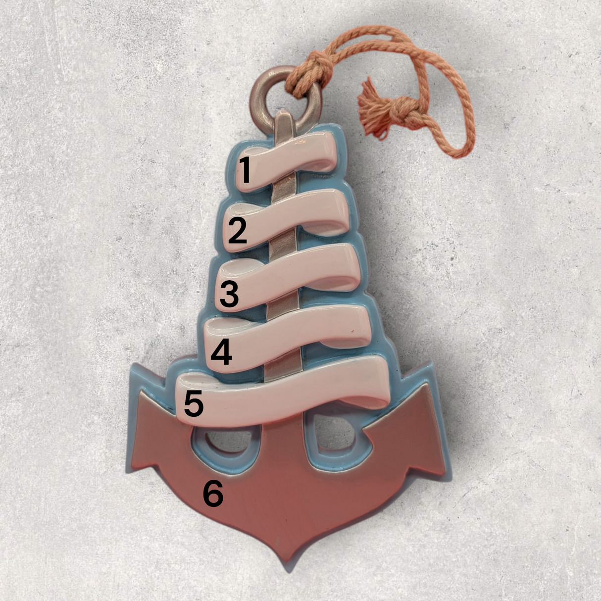 5 NAMES on an ANCHOR Ornament