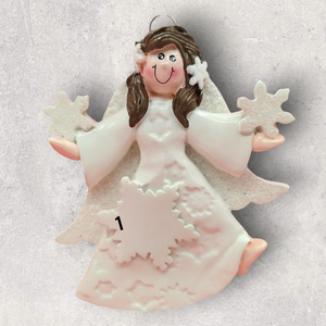 ANGEL Ornament - BRUNETTE / SNOWFLAKES