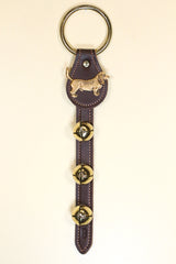 BASSET HOUND CHARM above 3 Bells on Leather Strap