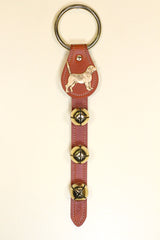 BEAGLE CHARM above 3 Bells on Leather Strap