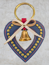 Patriotic Blue Heart Doorhanger — Liberty Bell-shaped Bell & Brass Studs