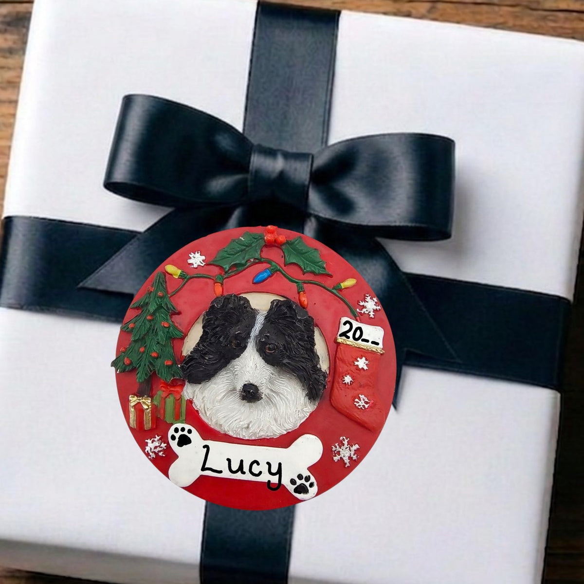 DOGS - BORDER COLLIE - Red Wreath