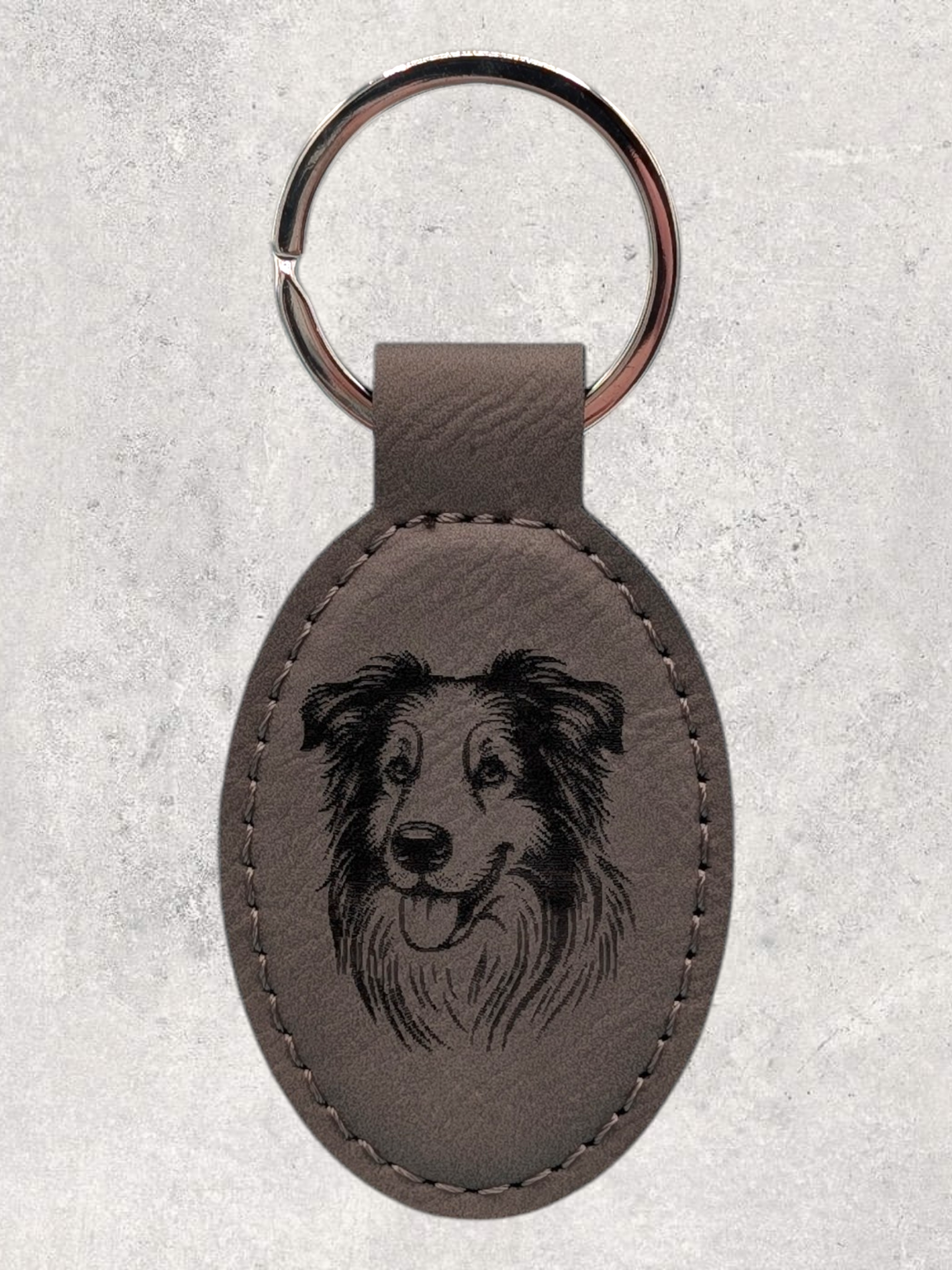 KEYCHAIN - BORDER COLLIE - Leatherette - Personalizable