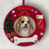 DOGS -CAVALIER  KING CHARLES - BROWN & WHITE - Red Wreath
