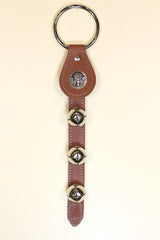 BUFFALO / BISON CHARM above 3 Bells on Leather Strap