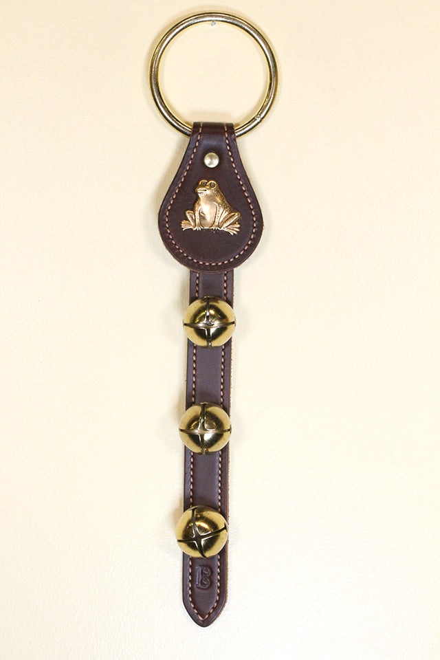 FROG CHARM above 3 Bells on Leather Strap
