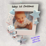 BLUE - BABY's 1st CHRISTMAS PICTURE FRAME Ornament