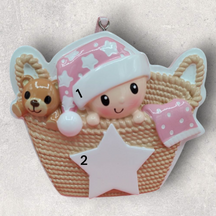 Pink - Baby in a Basket Ornament
