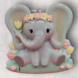 PINK - BABY ELEPHANT w/ lots of FLOWERS Ornament