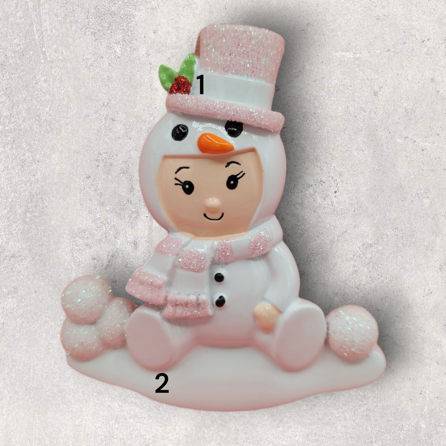 PINK - CHILD in SNOWMAN SUIT Ornament