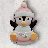 PINK - BABY PENGUIN Ornament with DIAPER & CAP
