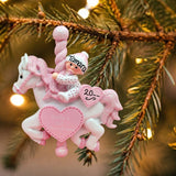 Pink - Baby on a Carousel Horse Ornament - 1st Christmas