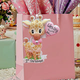 Pink - Baby Giraffe Ornament with Heart Balloon