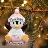 Pink - Baby Penguin Ornament with Diaper & Cap
