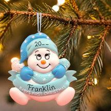 Blue - Baby's 1st Christmas Snowbaby with Words Ornament