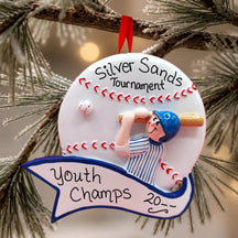 Baseball Boy with Banner Ornament
