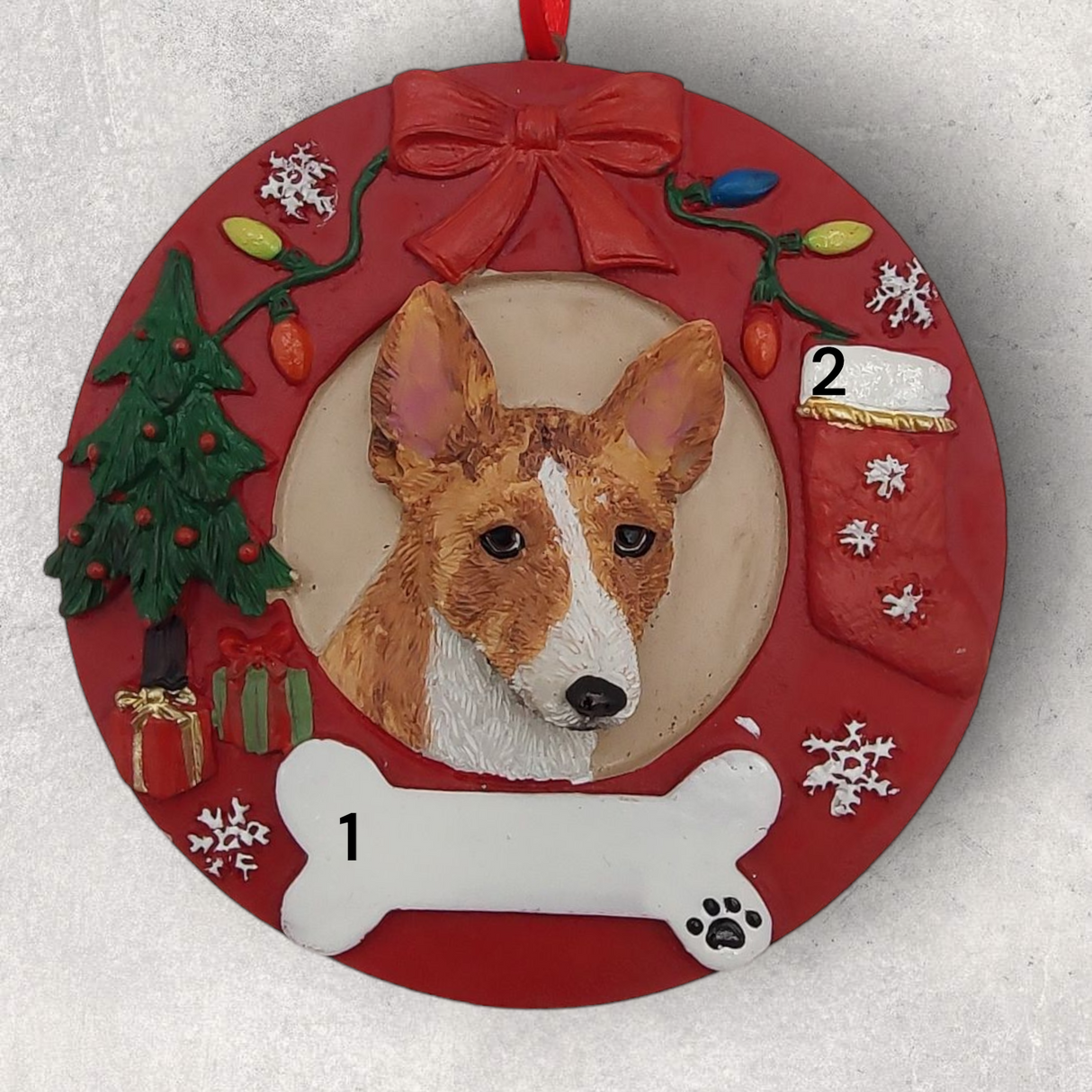 DOGS - BASENJI - Red Wreath