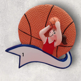 BASKETBALL Ornament - FEMALE w/BANNER