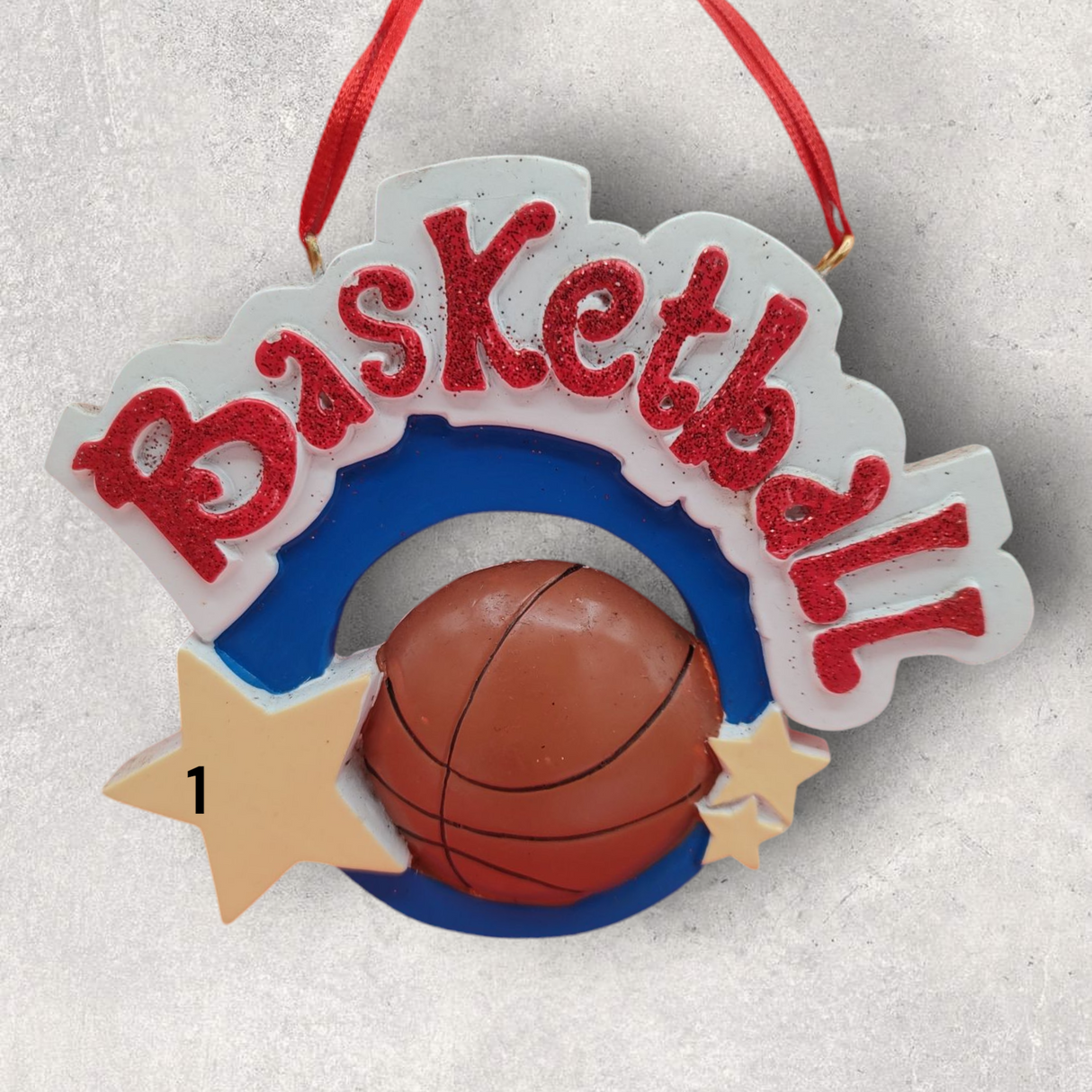 BASKETBALL Ornament with WORD & STARS