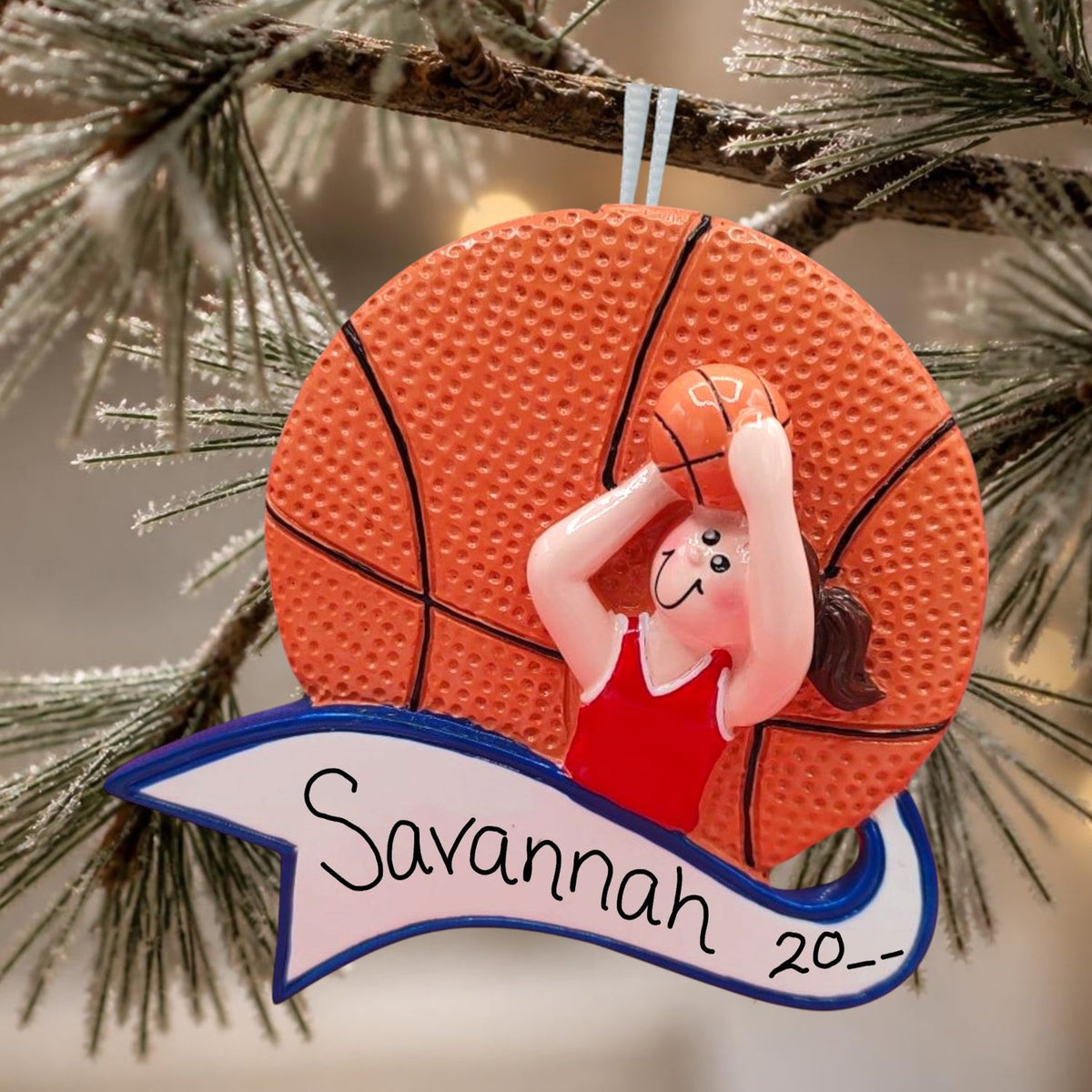 Basketball Girl with Banner Ornament