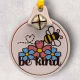 BE KIND - Large Hand-Painted Leather Year-Round Ornament - Small Bell