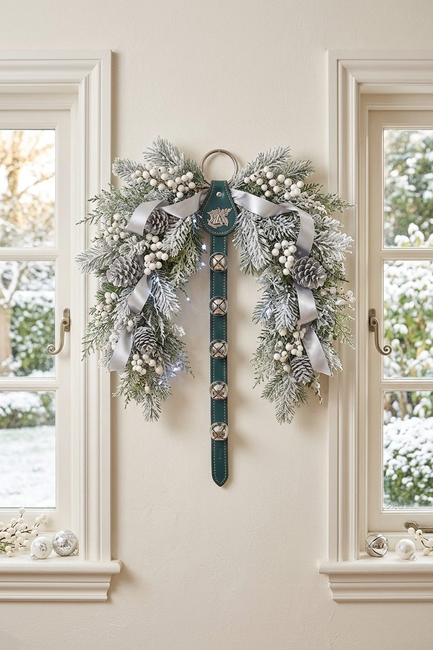 BELLS and HOLLY CHARM above 6 Bells on Leather Strap