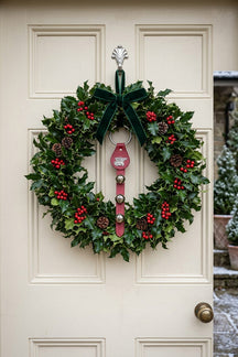 BELLS and HOLLY CHARM above 3 Bells on Leather Strap