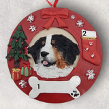 DOGS - BERNESE MOUNTAIN DOG- Red Wreath