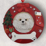 DOGS - BICHON FRISE - Red Wreath