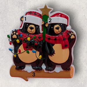 2 BLACK BEARS Ornament