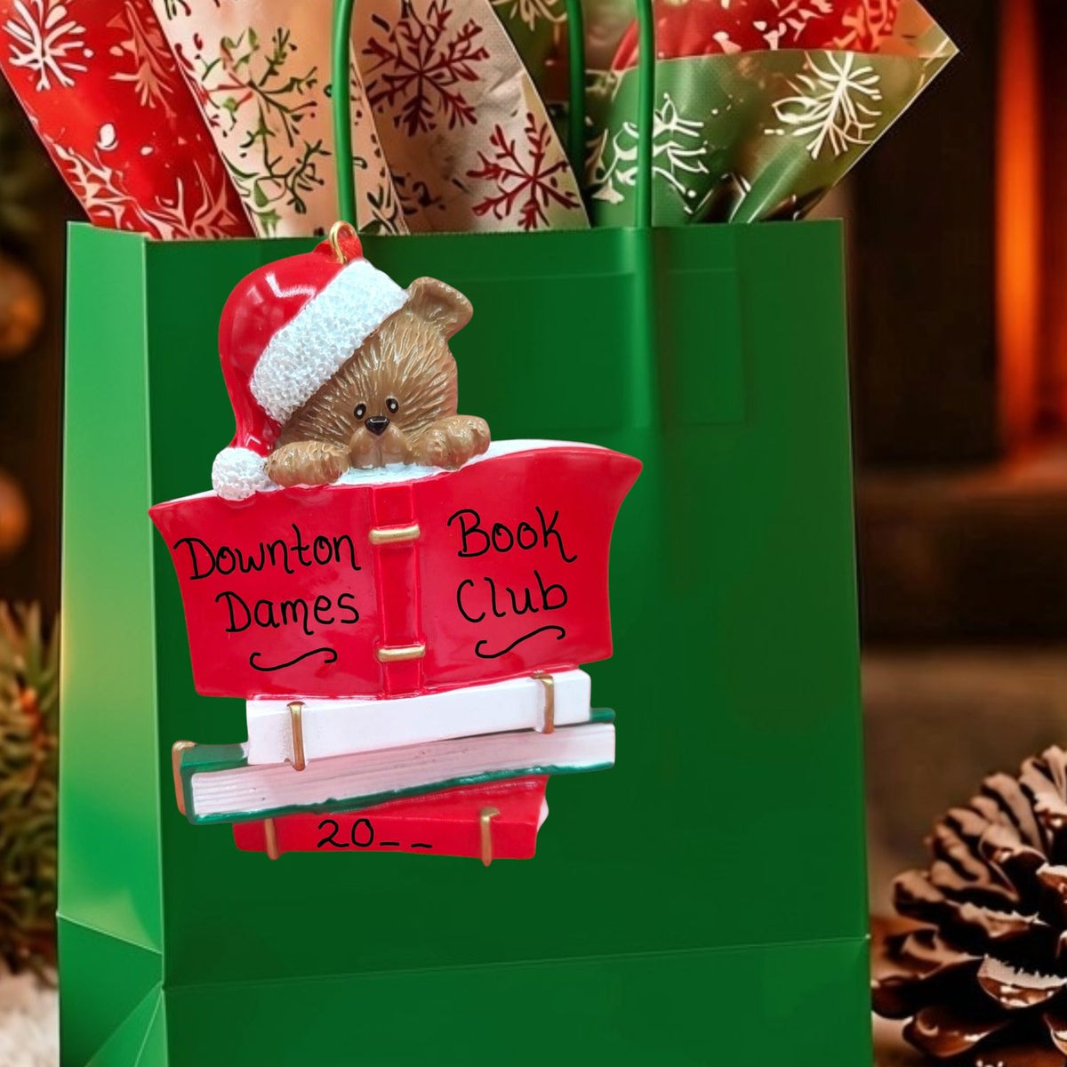 BOOK READING BEAR Ornament