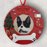 DOGS - BOSTON TERRIER - Red Wreath