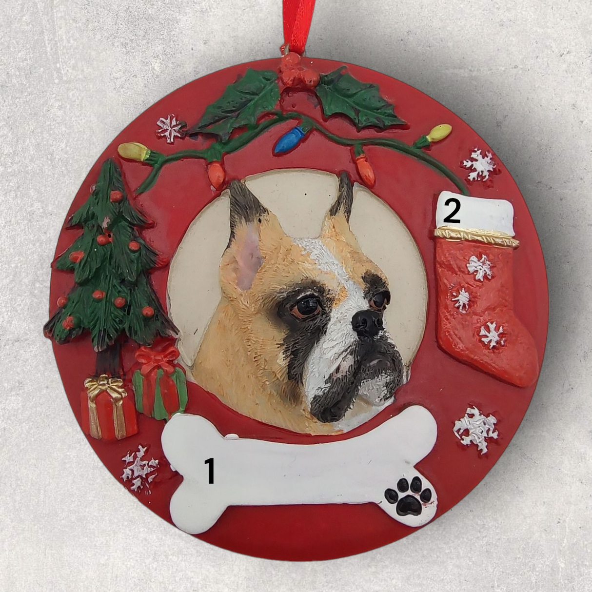 DOGS - BOXER (CROPPED) - Red Wreath