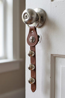 BUFFALO / BISON CHARM above 3 Bells on Leather Strap