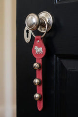 BULLDOG CHARM above 3 Bells on Leather Strap