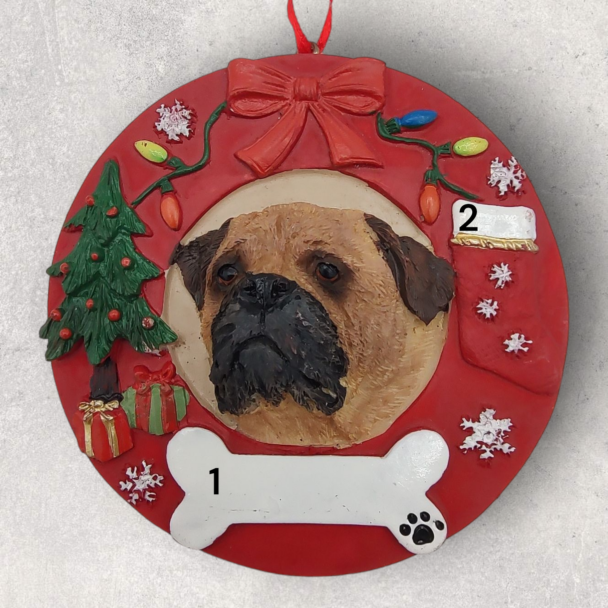 DOGS - BULLMASTIFF - Red Wreath
