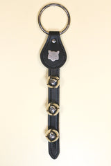 CAT FACE CHARM above 3 Bells on Leather Strap