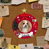DOGS - CAVALIER  KING CHARLES - BROWN & WHITE - Red Wreath