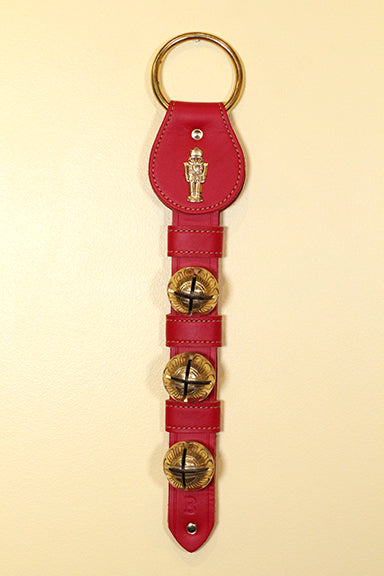 NUTCRACKER CHARM above 3 Belsnickel Bells on Leather Strap