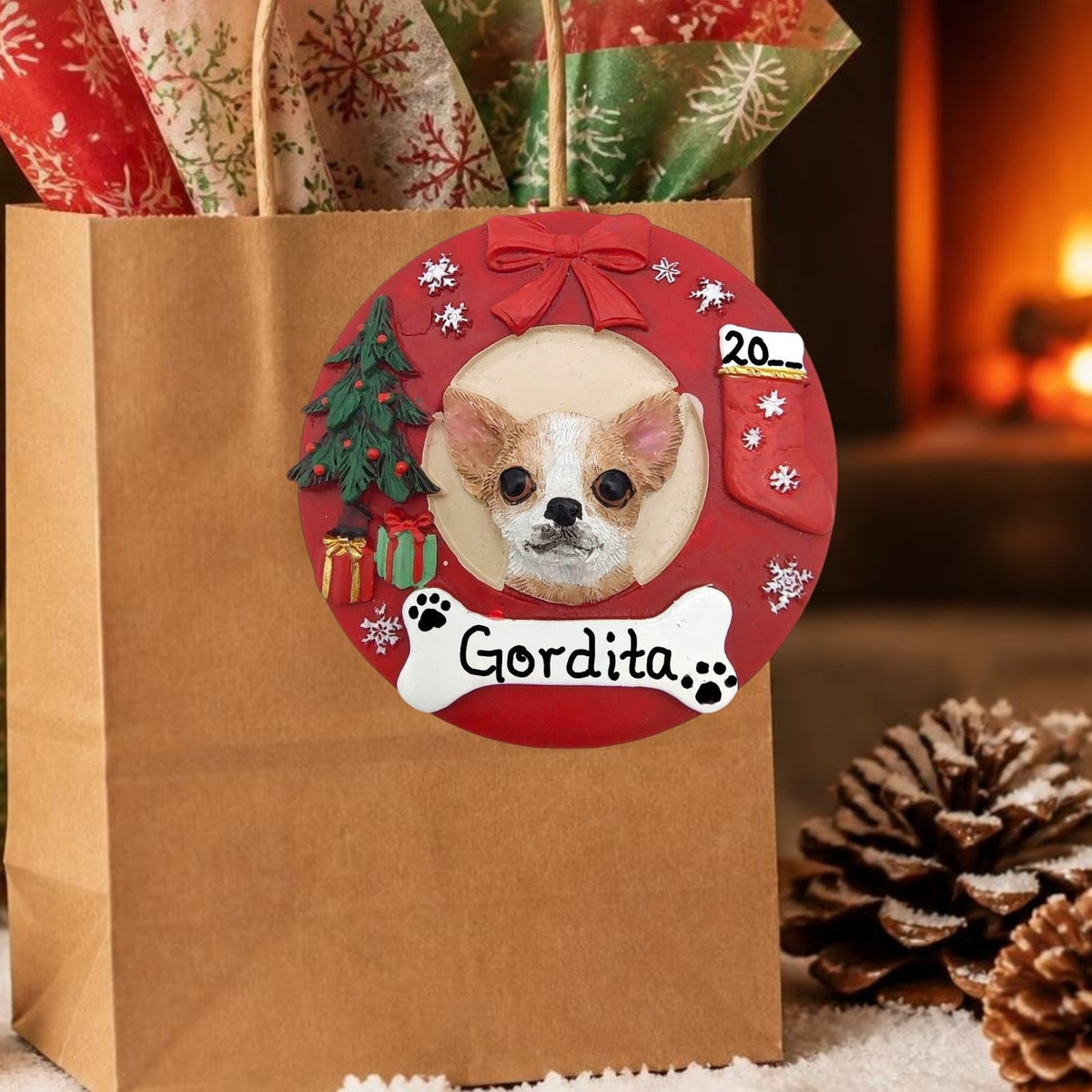 DOGS - CHIHUAHUA (FAWN) - Red Wreath